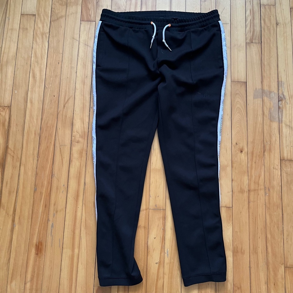 Atelier New Regime Black Track Pants Snap Button Side Logo Tape XXL